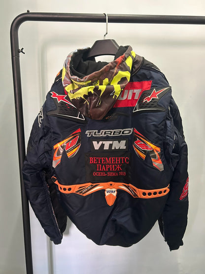 vetements x alpha bomber jacket with logos