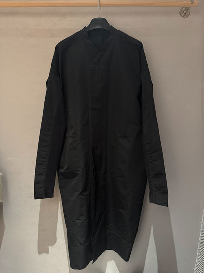 minimalist black v-neck long coat