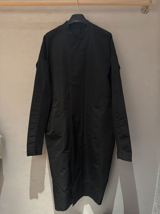 minimalist black v-neck long coat
