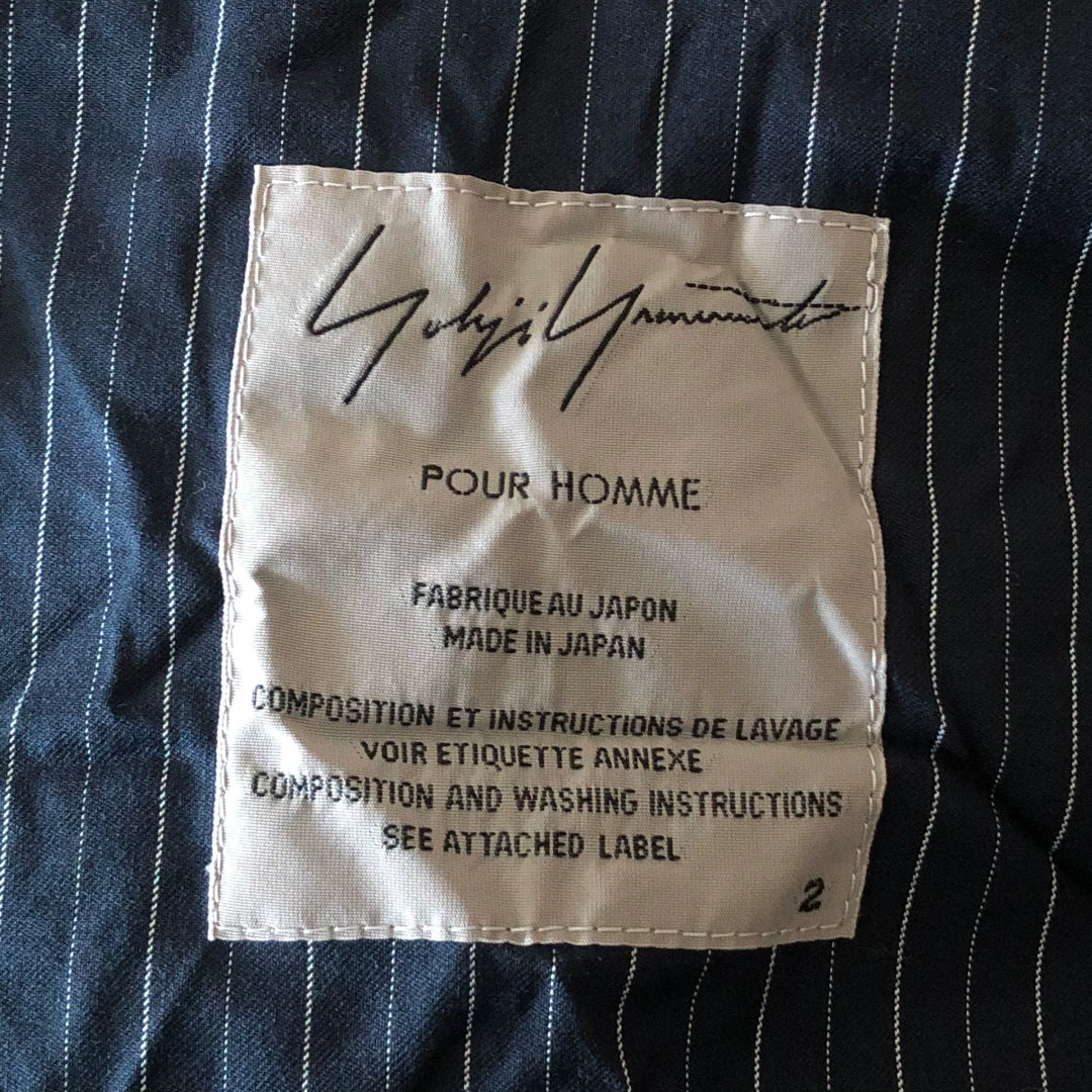 yohji yamamoto striped wrinkled suit jacket