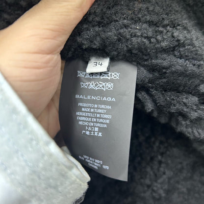 balenciaga black shearling leather biker jacket