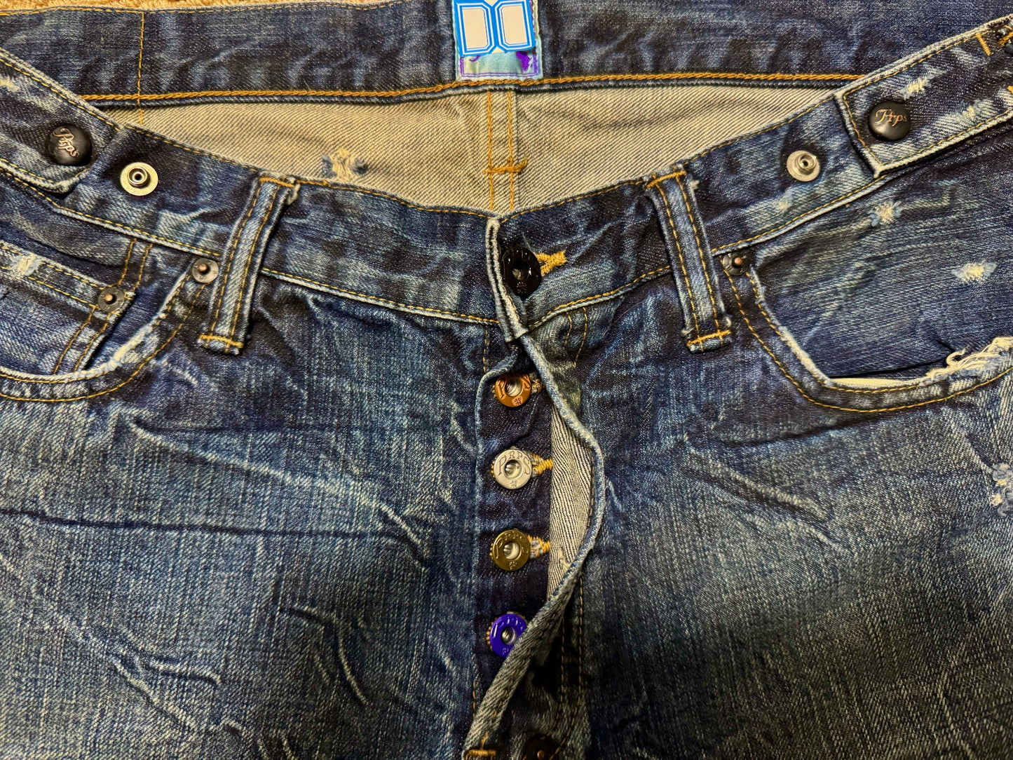Blue Distressed Denim Jeans