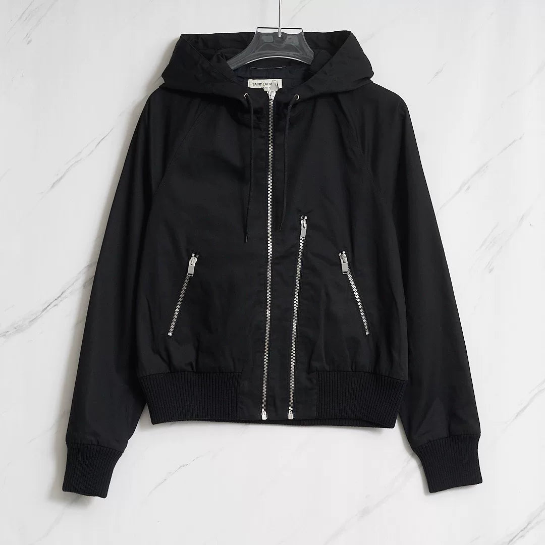 Saint Laurent Black Hooded Double-Zip Jacket
