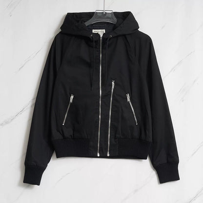 Saint Laurent Black Hooded Double-Zip Jacket