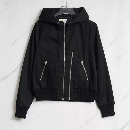Saint Laurent Black Hooded Double-Zip Jacket