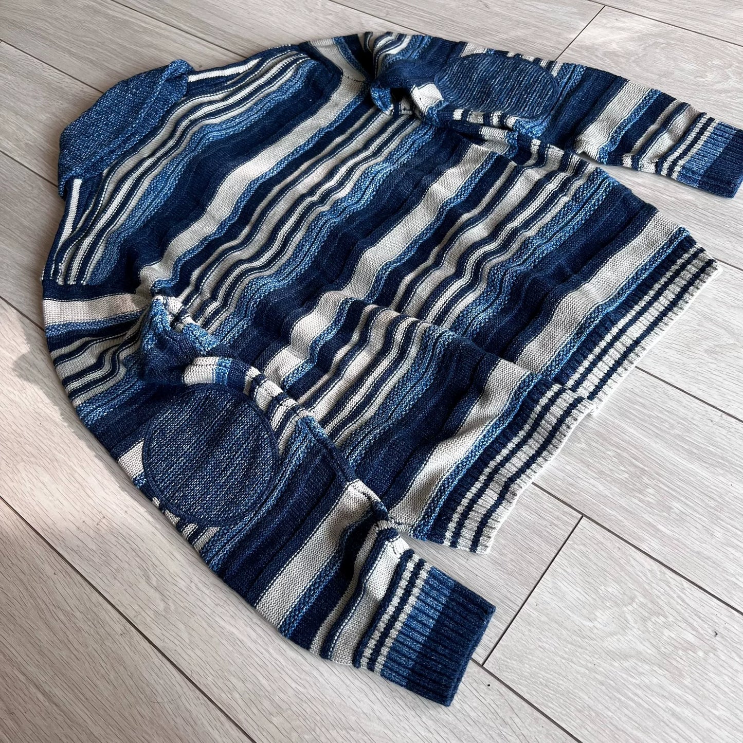 RRL 2025 SS Indigo Stripe Knit Cardigan