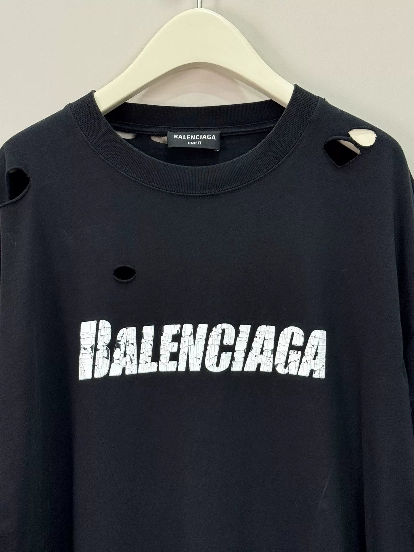 Balenciaga Distressed Print Short Sleeve T-shirt
