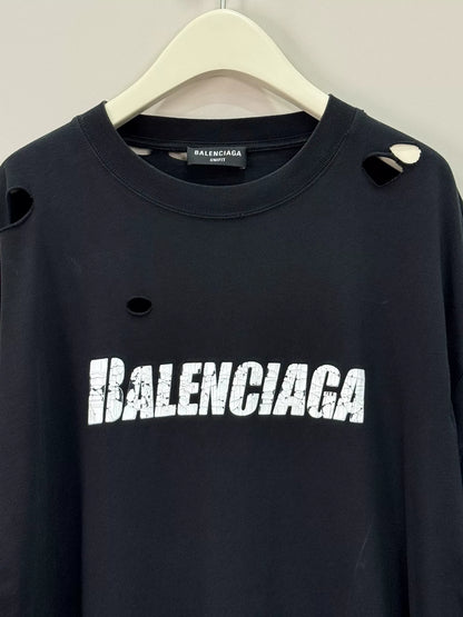 Balenciaga Distressed Print Short Sleeve T-shirt