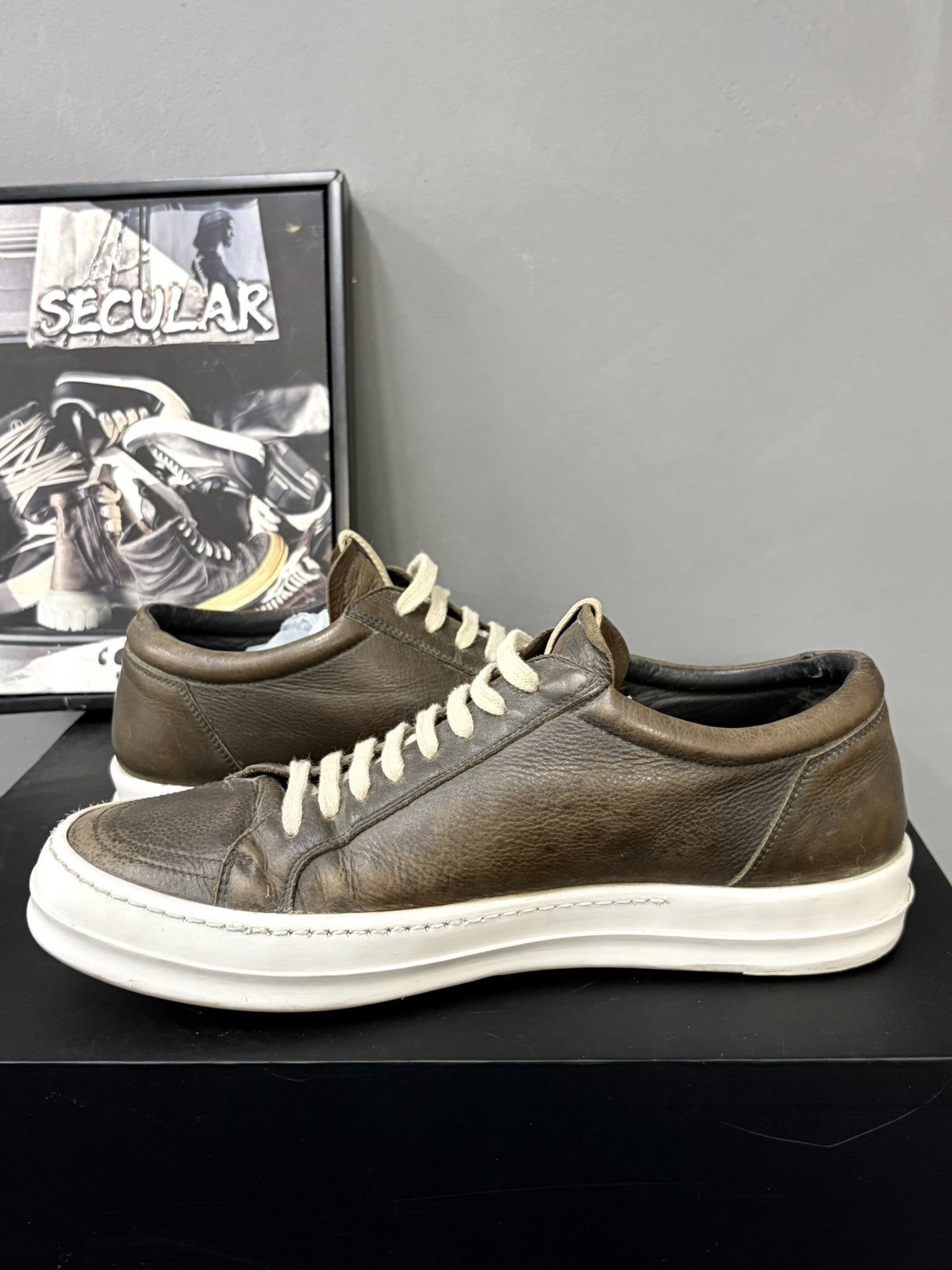 Rick Owens 20FW Low-Top Leather Sneakers