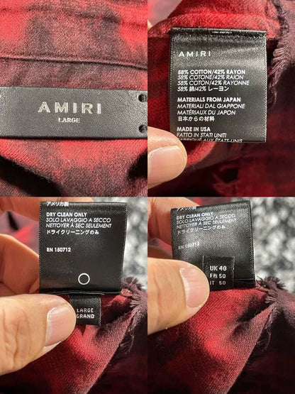 amiri bleached flannel shirt in red