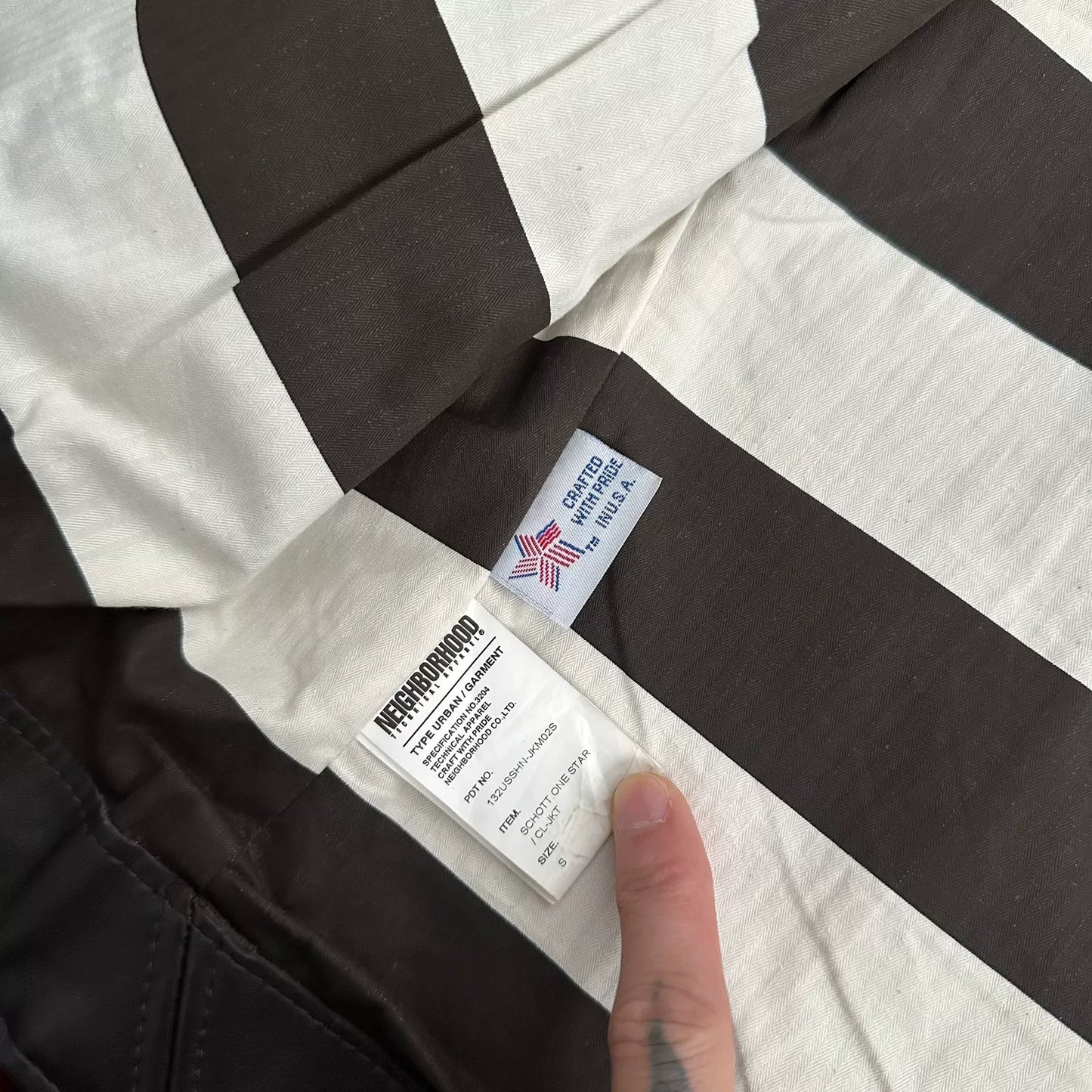 nbhd x schott leather jacket size 36