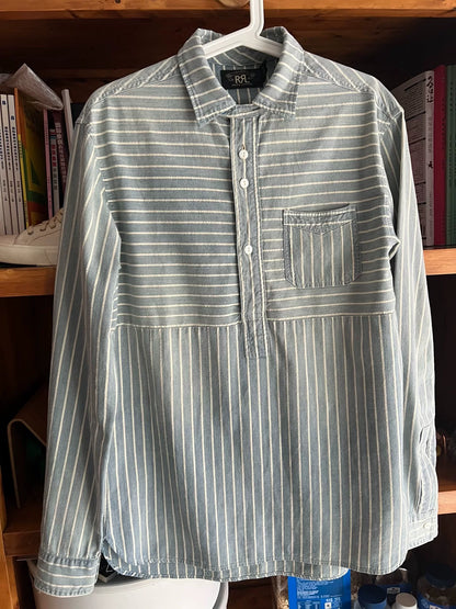 RRL Vintage Striped Blue Dye Pullover Shirt