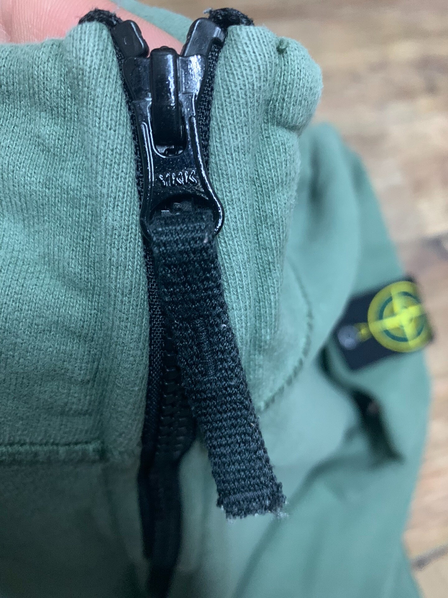 stone island green half-zip sweatshirt