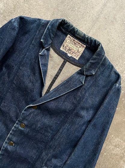 denim jacket with unique sleeves design