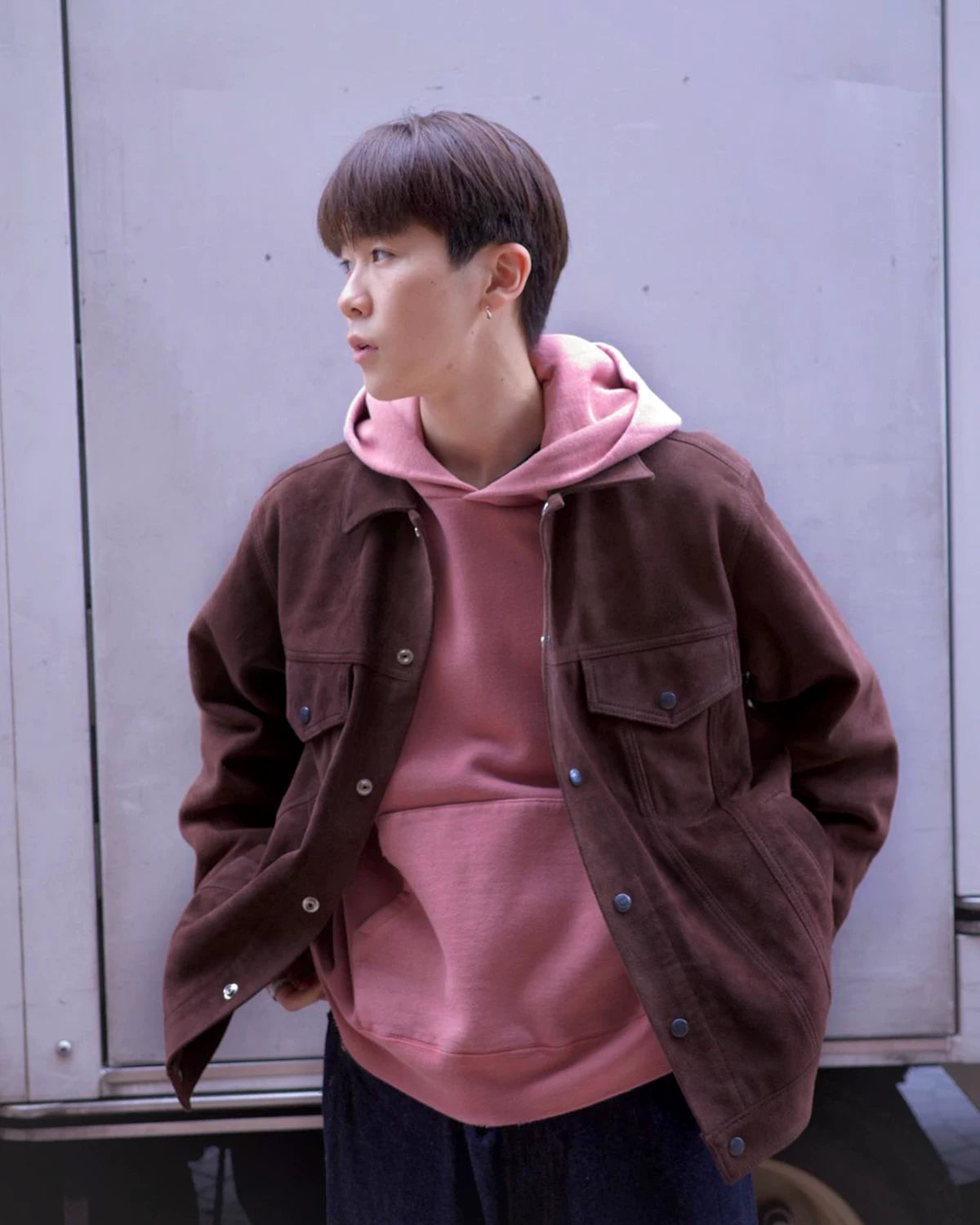 wacko maria leather trucker jacket brown