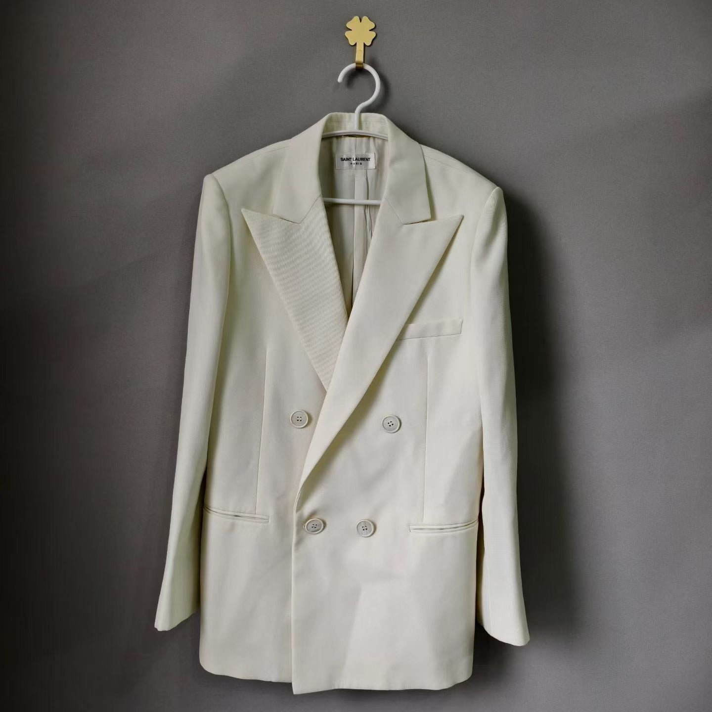 Saint Laurent White Double-Breasted Blazer