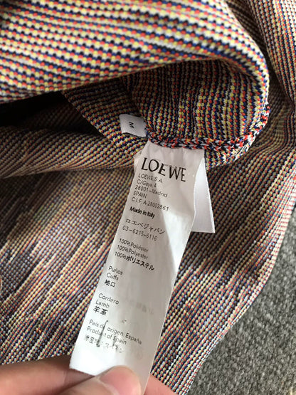 Loewe High Neck Sweater with Leather Sleeves