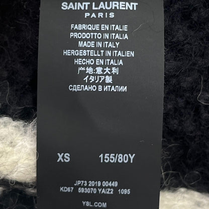 YSL Black White Striped Hooded Cardigan
