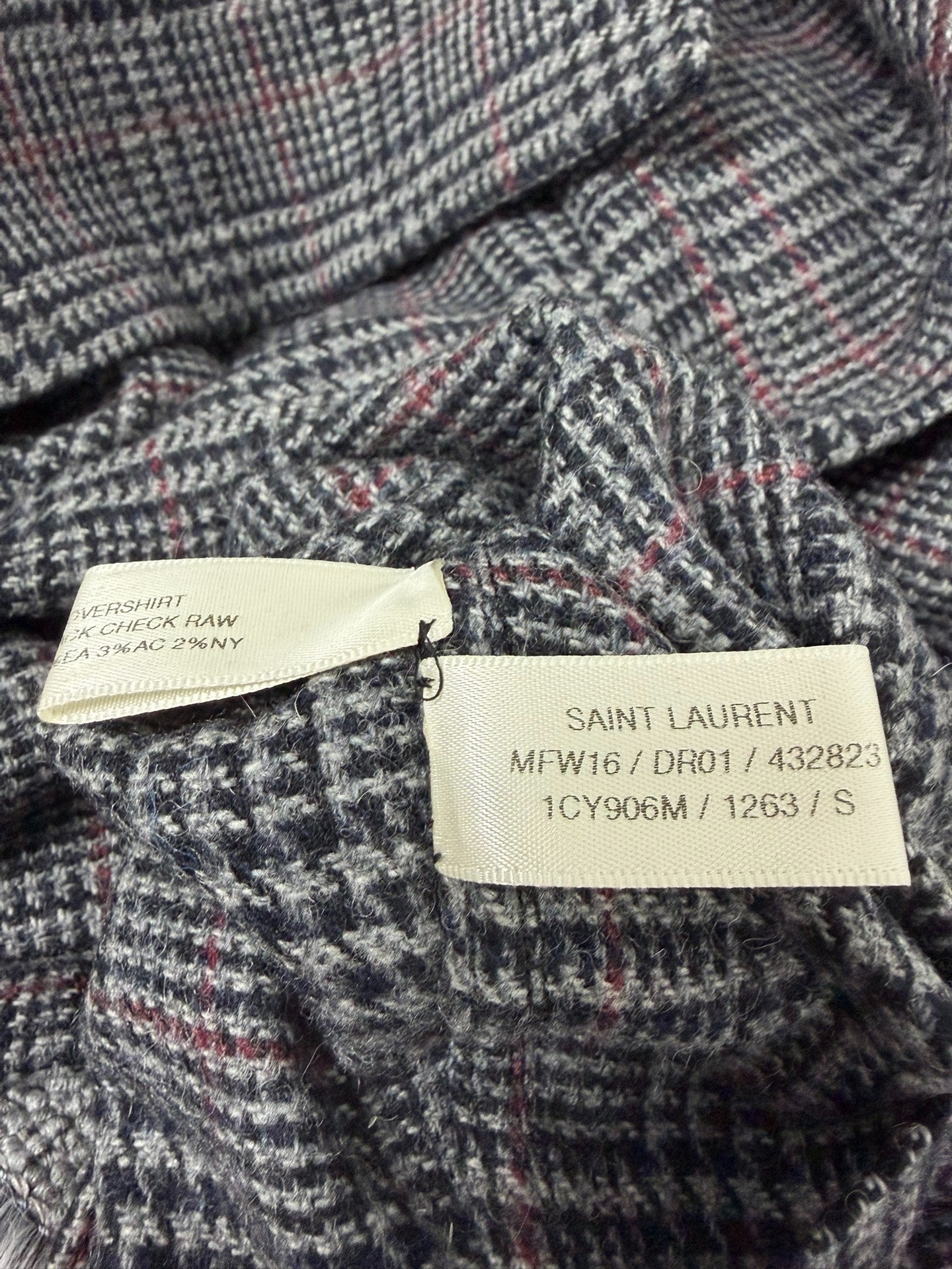 Saint Laurent 16FW Check Wool Overshirt