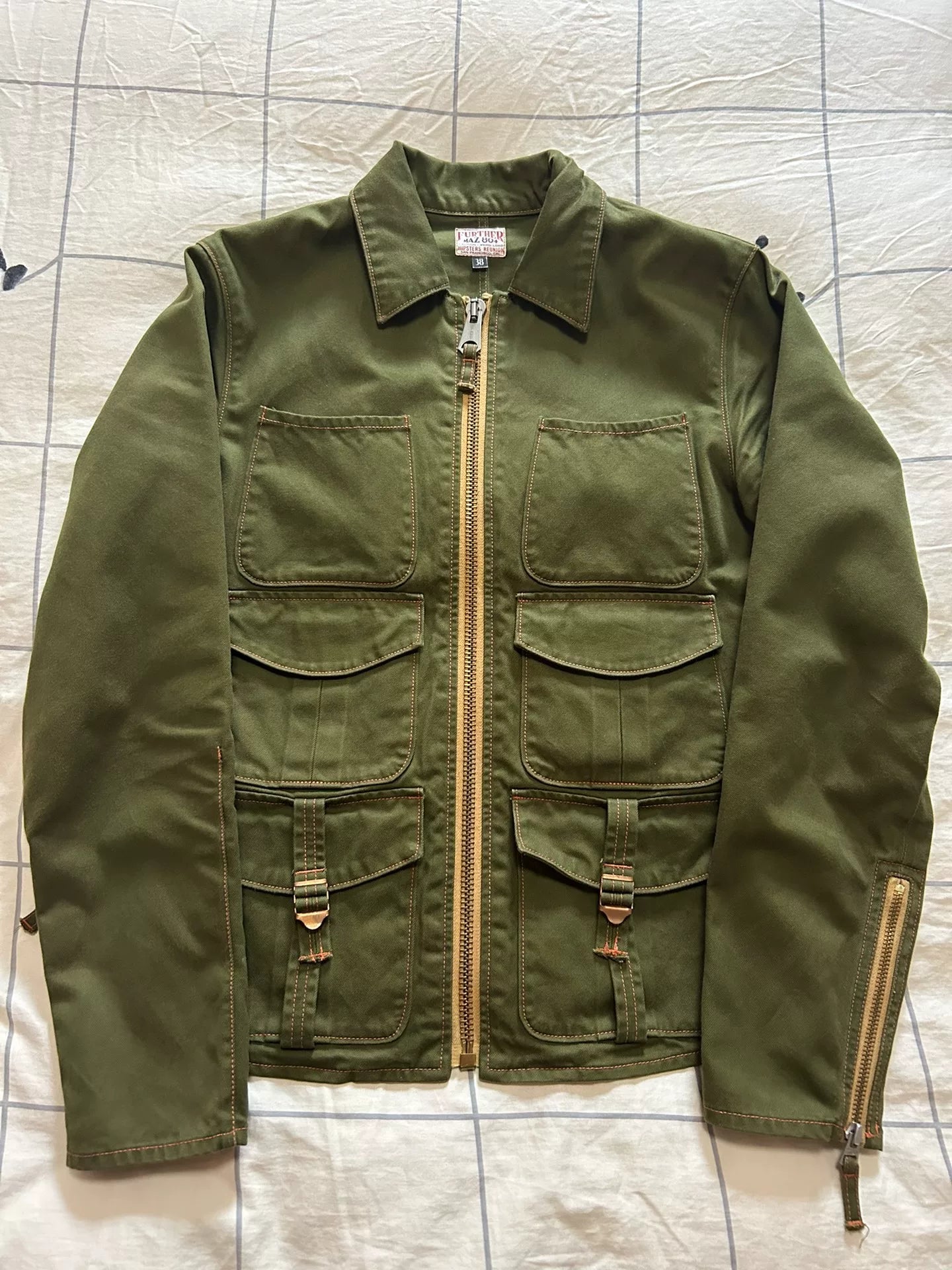 freewheelers green military style utility jacket