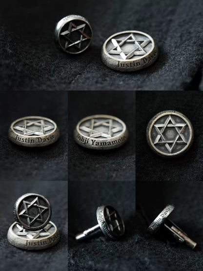 yohji yamamoto black jacket with silver buttons