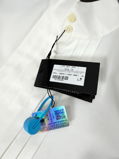 Saint Laurent White Pleated Dress Shirt