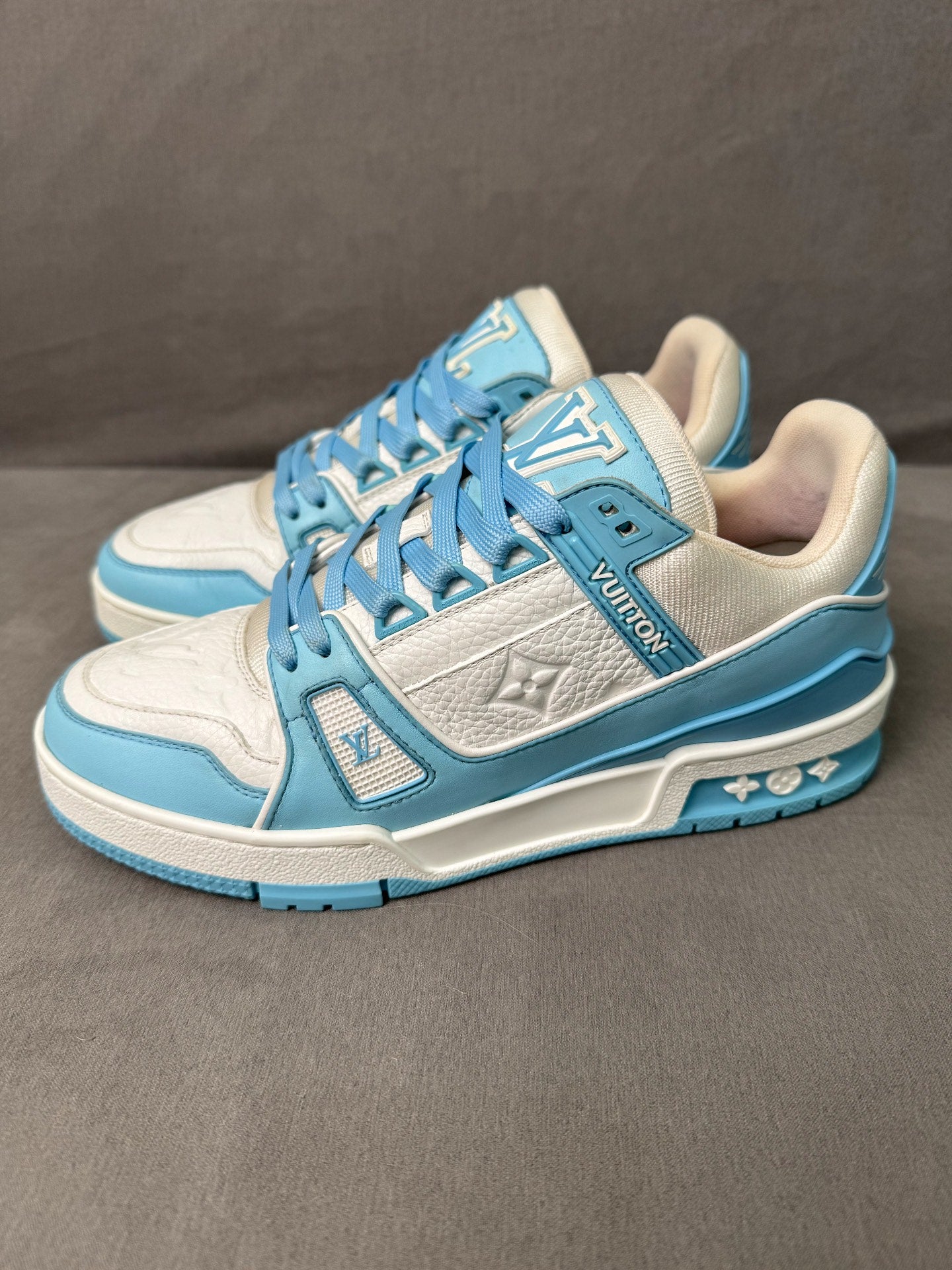 louis vuitton trainer sneakers in sky blue