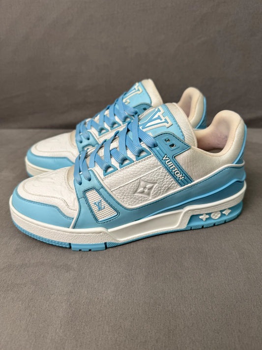 louis vuitton trainer sneakers in sky blue