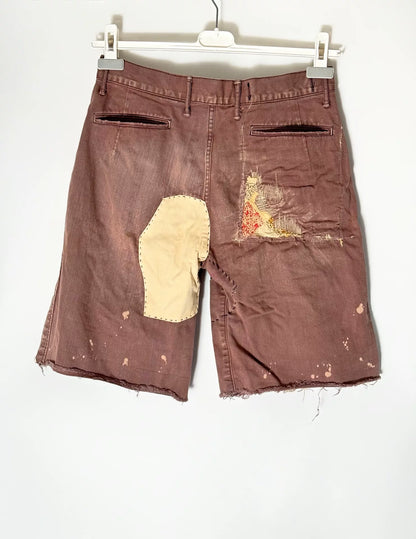 Kapital Patchwork Distressed Shorts