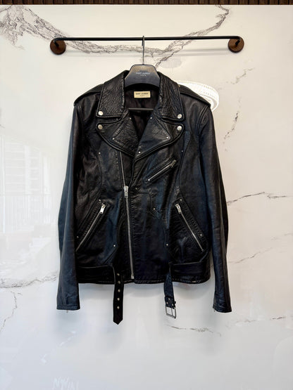 saint laurent black leather guitar jacket