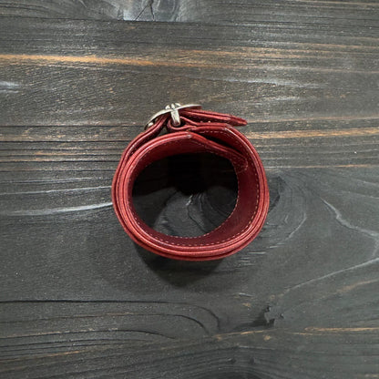 Chrome Hearts 925 Silver Red Leather Bracelet