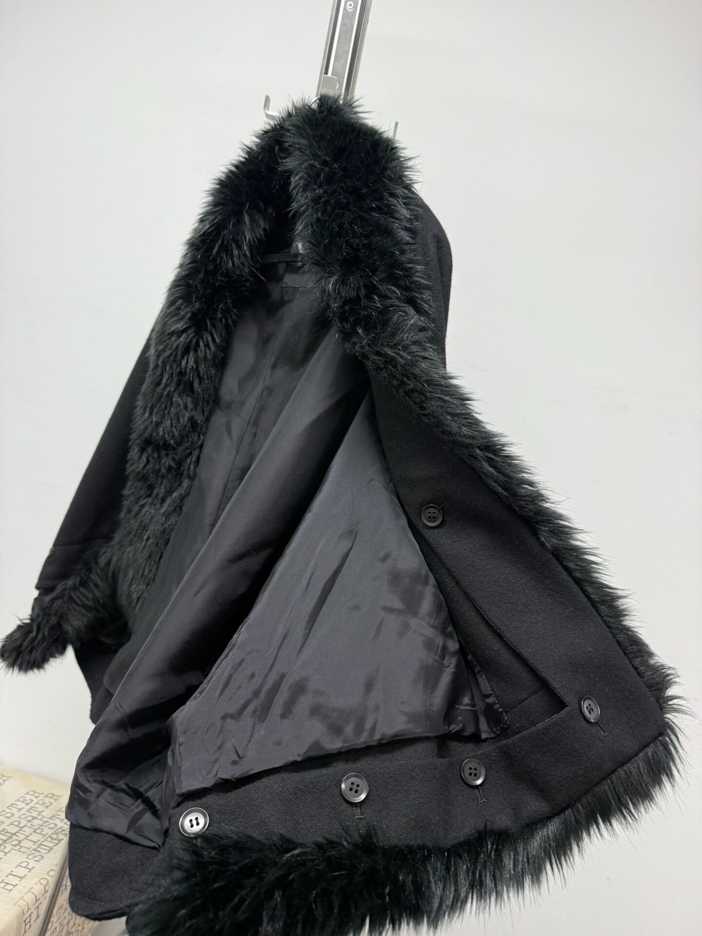 yohji yamamoto y's fur collar cape coat
