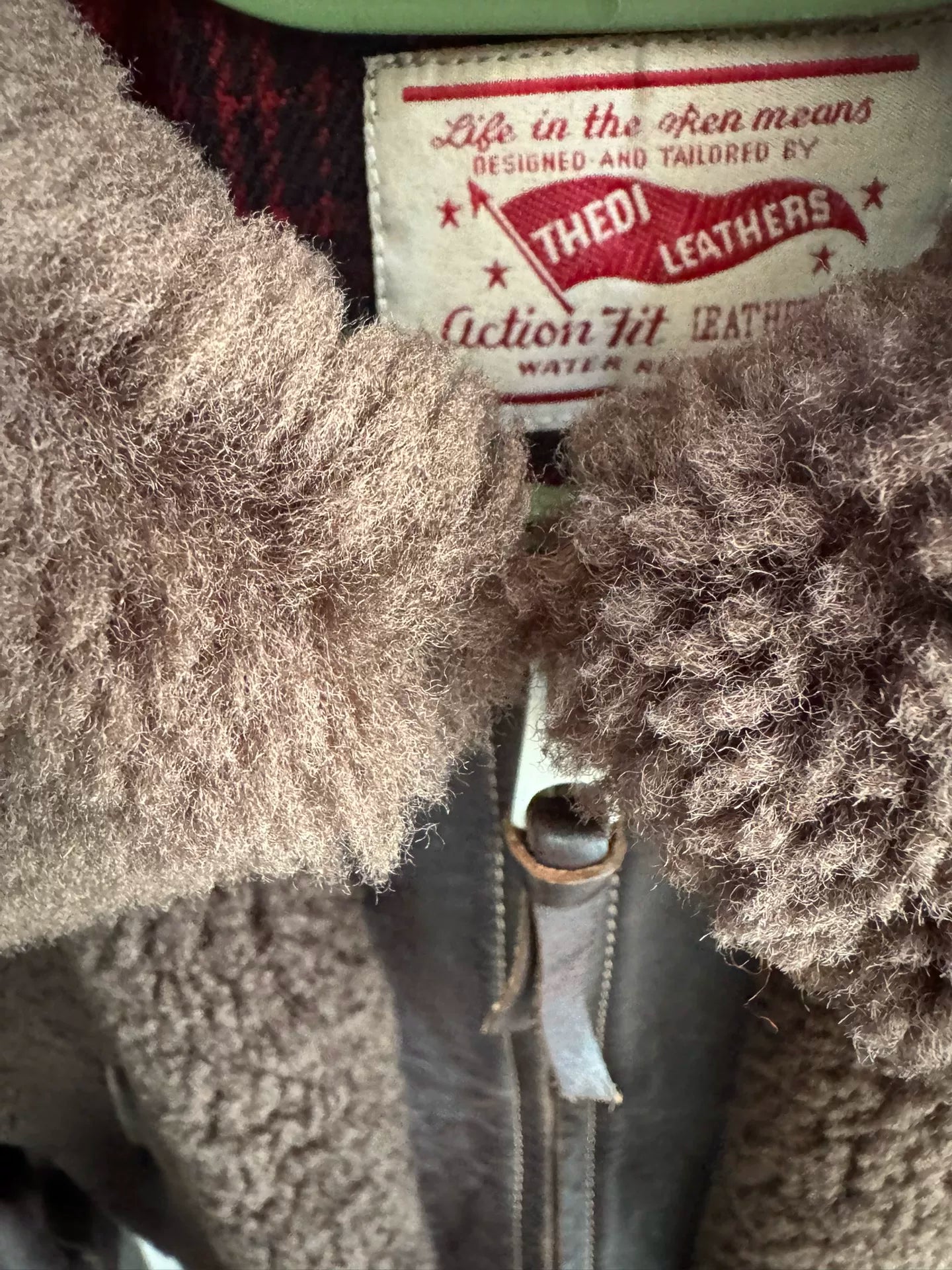 thedi classic brown bear leather jacket