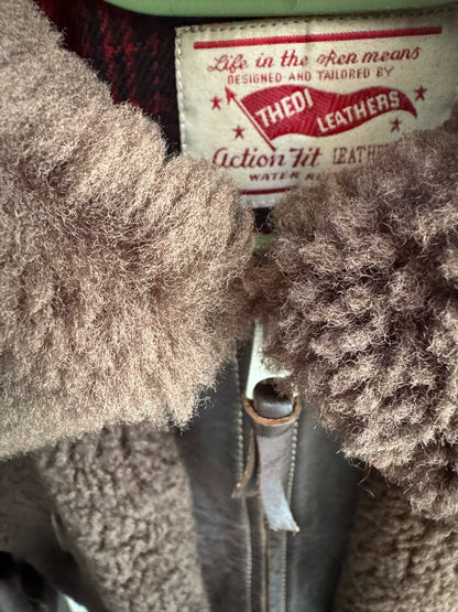 thedi classic brown bear leather jacket