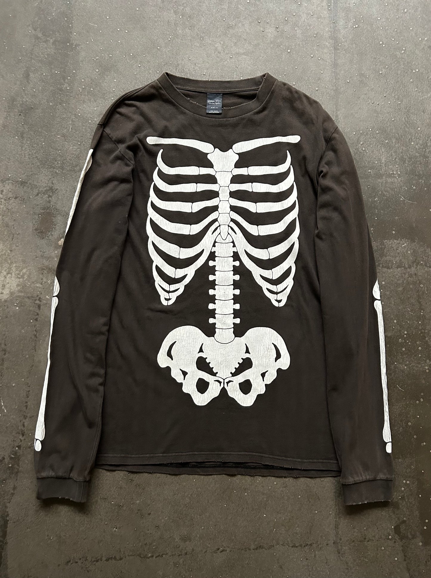 skeleton print long sleeve shirt