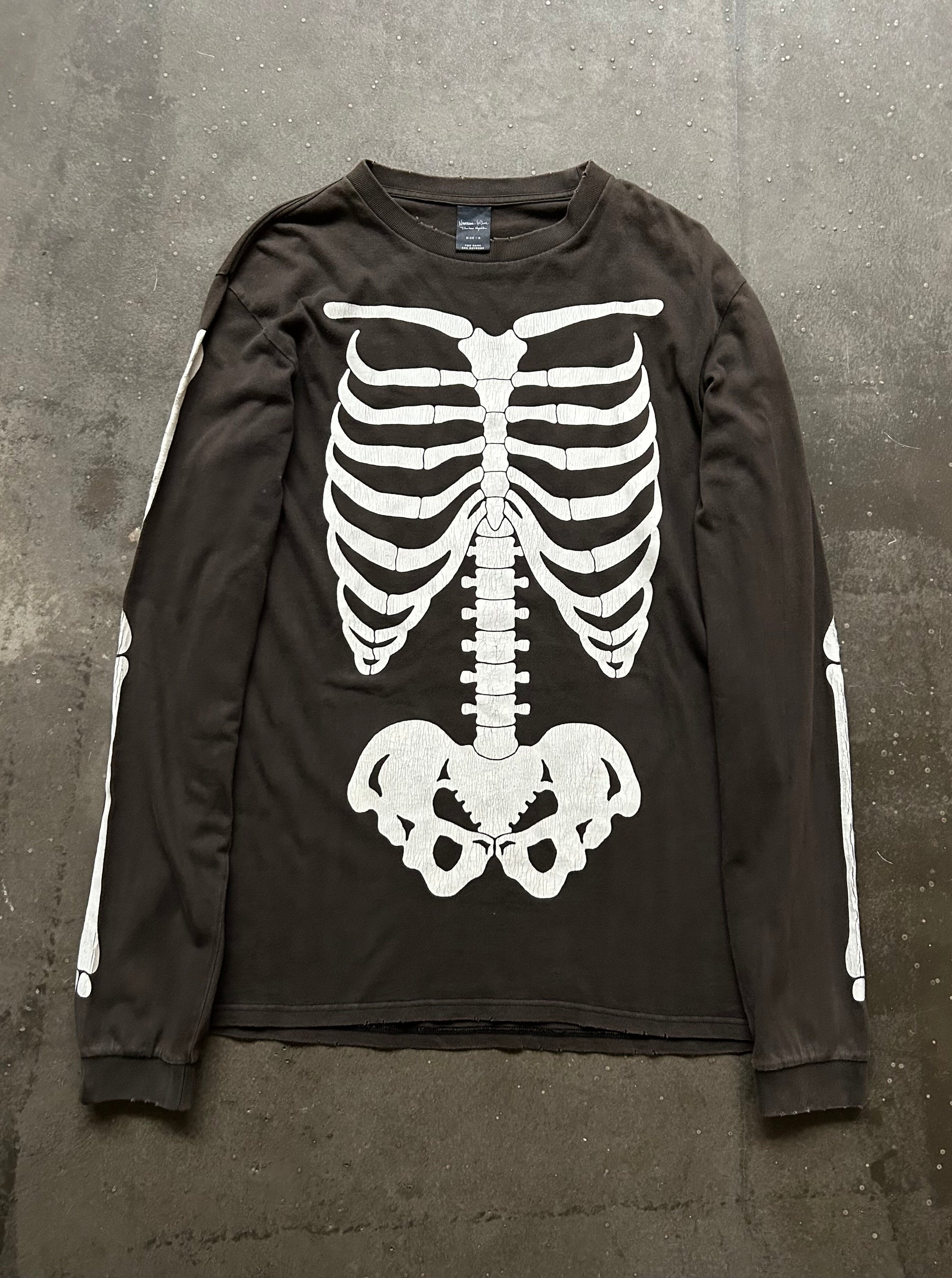 skeleton print long sleeve shirt