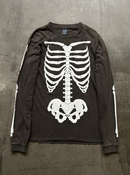 skeleton print long sleeve shirt