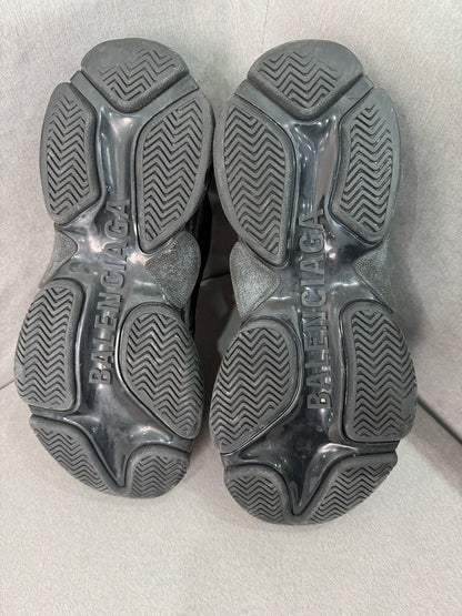 balenciaga triple s distressed black sneakers