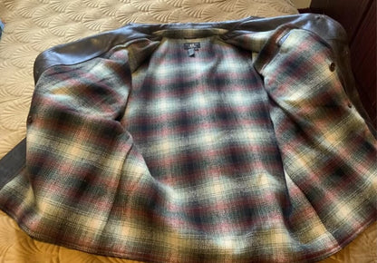 vintage rrl leather parka with plaid lining