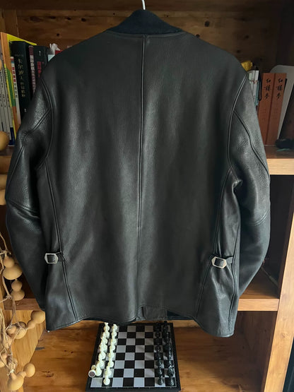 luxury carbon gray deer leather jacket