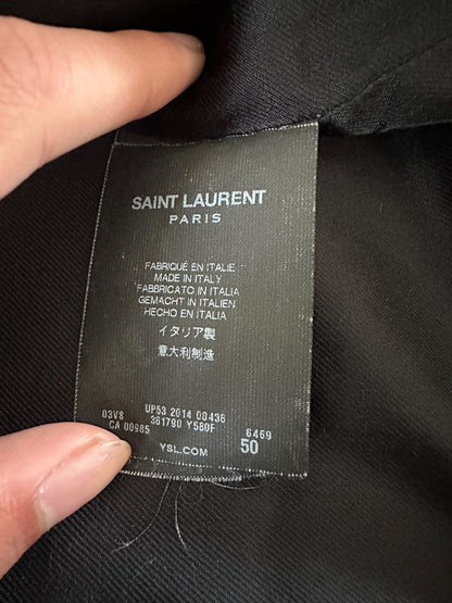 Saint Laurent Red Leopard Wool Varsity Jacket