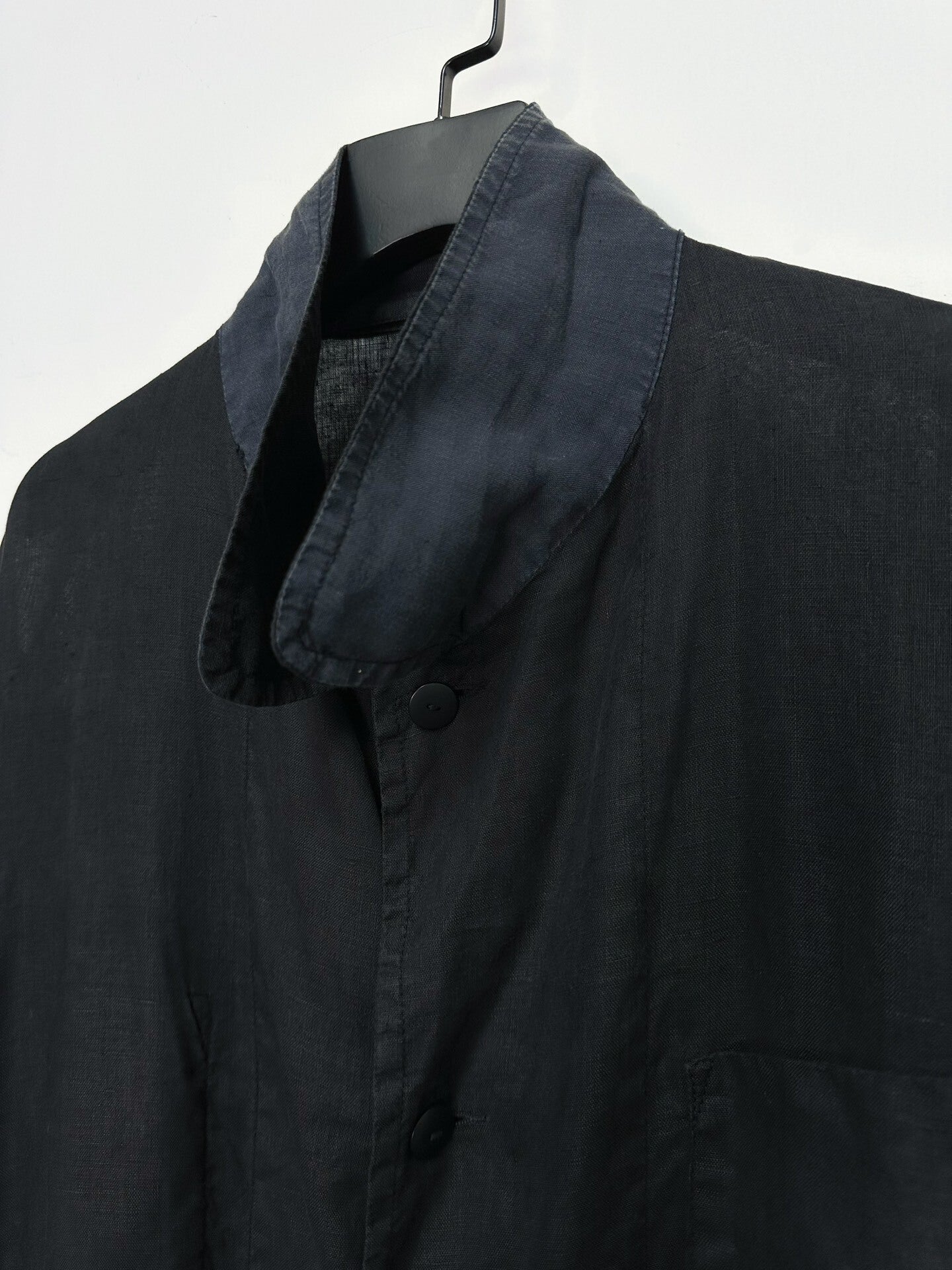 black linen oversized coat