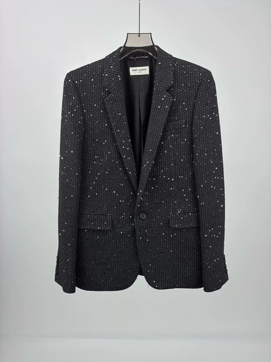 Saint Laurent Black Sequin Blazer