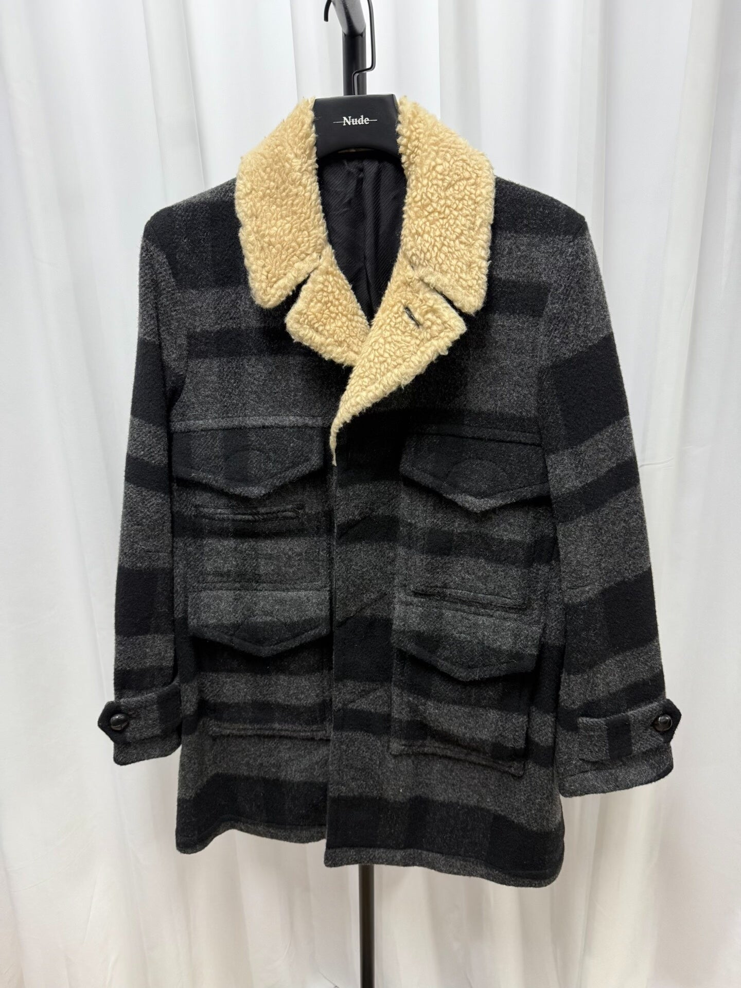 wool coat with faux fur collar