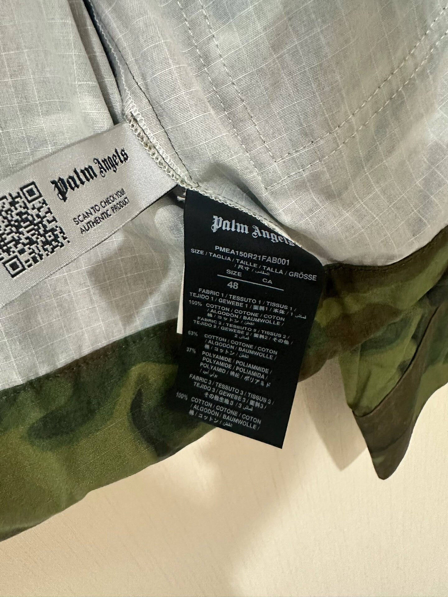 palm angels camo work jacket size 48