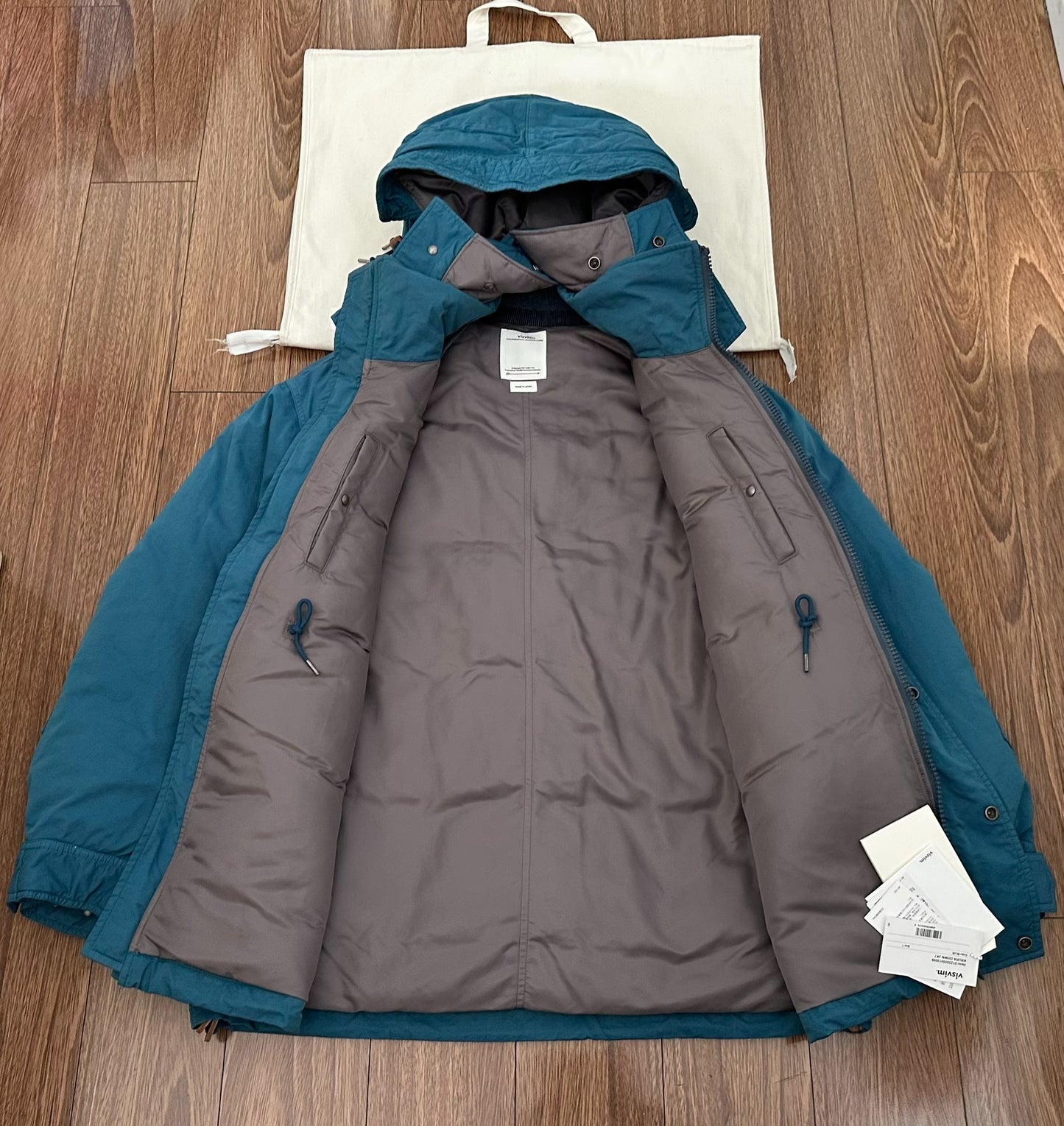 visvim krupa down jacket in blue