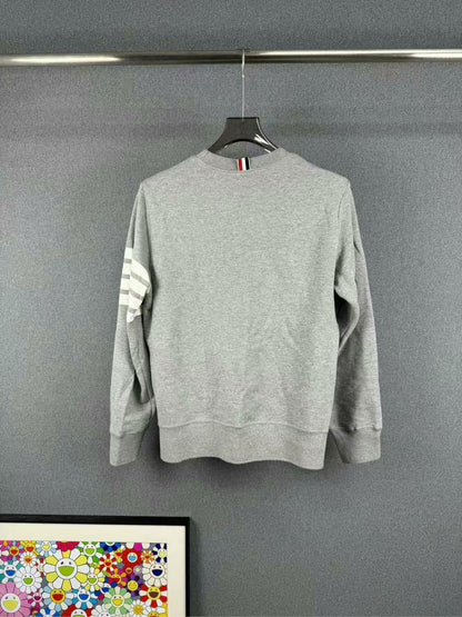 thom browne gray striped knit sweatshirt