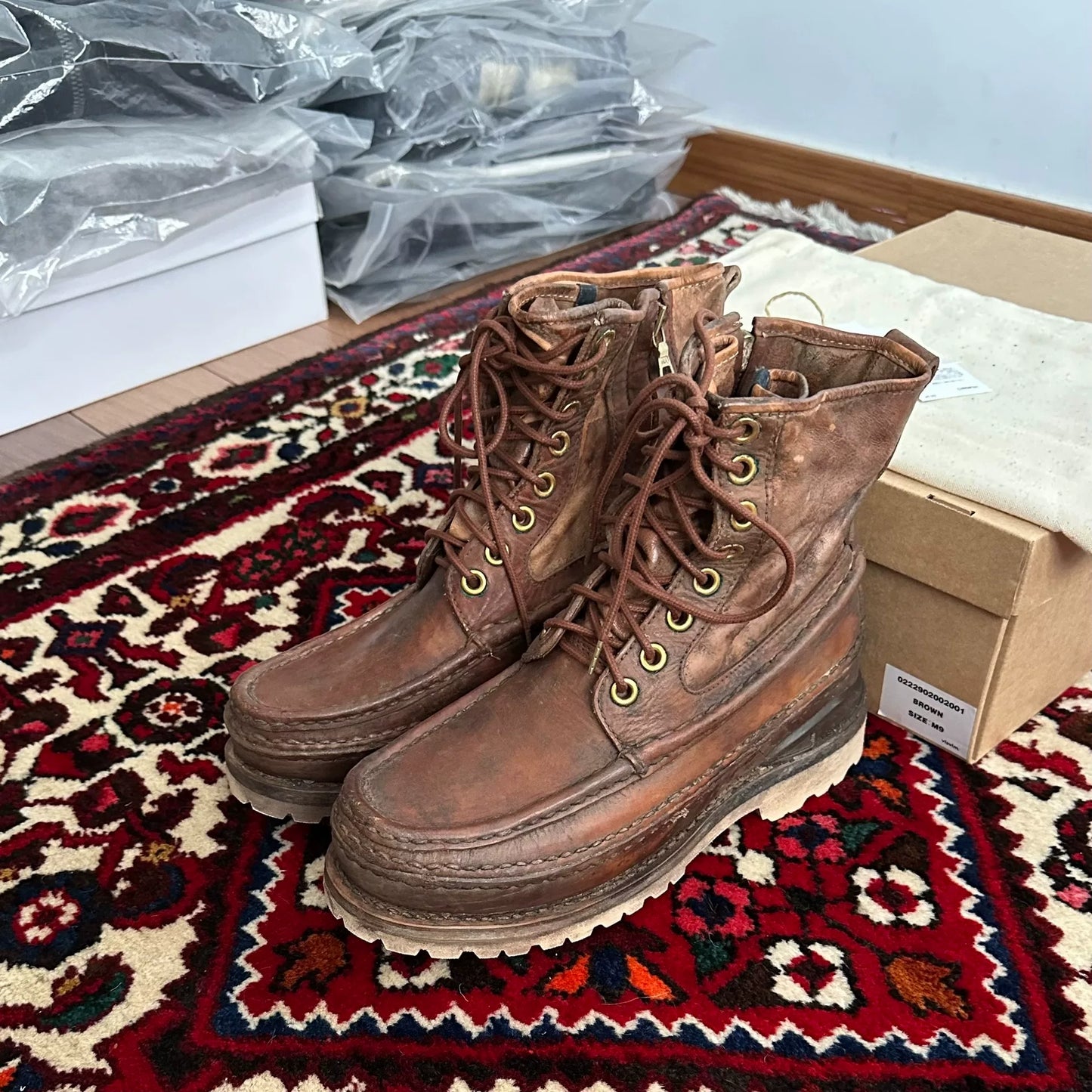 visvim grizzly boots in mud dye finish