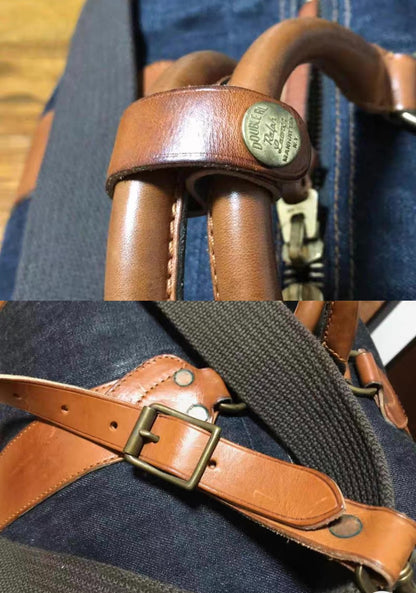 RRL Winston Denim Leather Duffle Bag