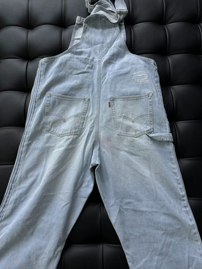 ERL Denim Overalls with Distressed Detail